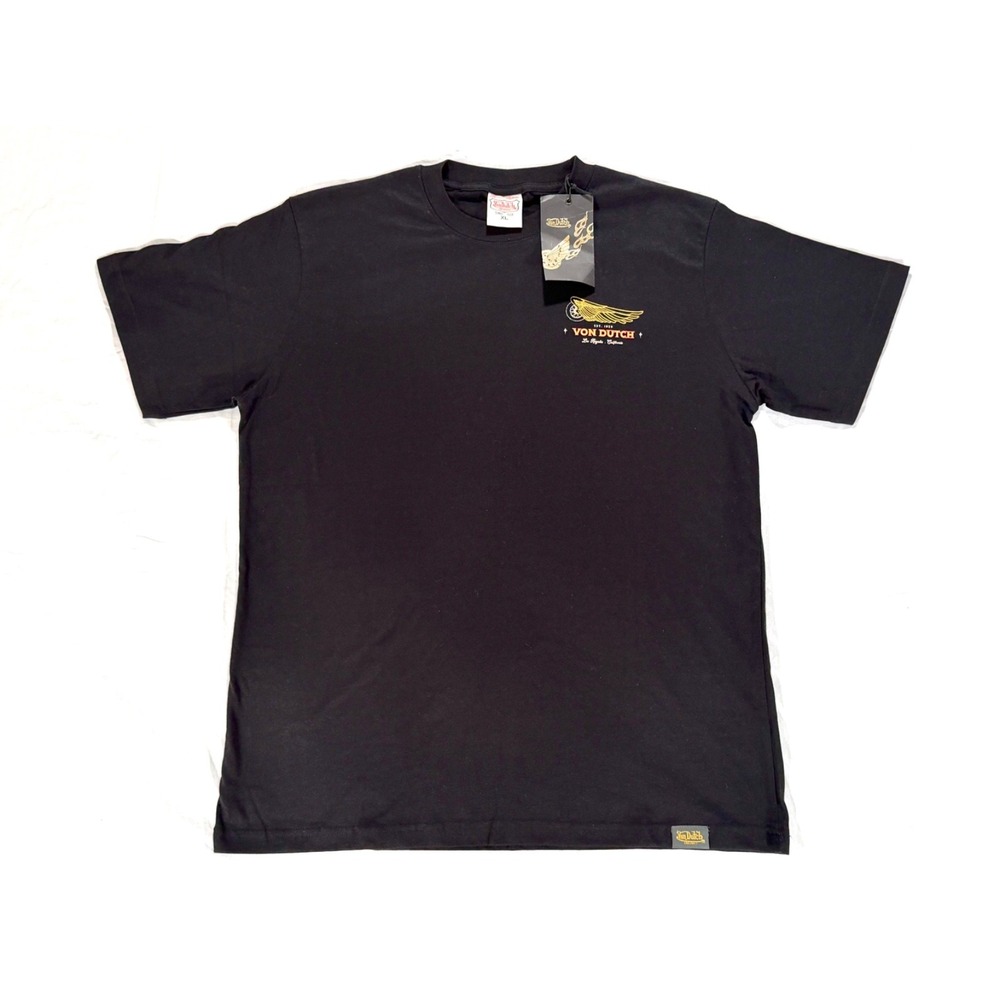 Von Dutch Kustom Kulture Men's XL Black Graphic T-Shirt Wing Logo NWT